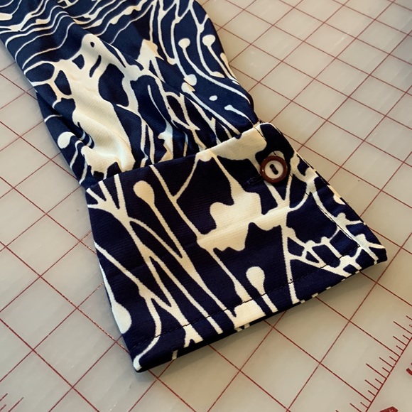 Gorgeous Vintage Cay Artley Long Sleeved Navy and White Button up Dress Sz M-L - Picture 4 of 12